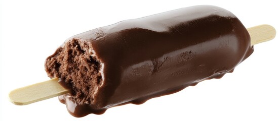 Indulge in rich, creamy chocolate ice cream bar with a decadent chocolate shell, a perfect summer treat for pure delight and refreshing enjoyment