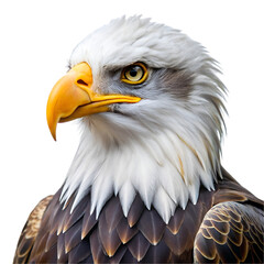 Obraz premium Bald eagle head and chest detailed close up against black background bird raptor