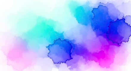 Obraz premium Abstract watercolor painting with blue purple and teal hues blending softly on a white background art