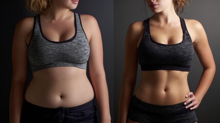 Inspiring before and after female progress with slim and confident appearance