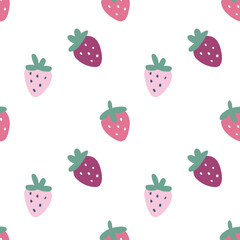 Seamless Pattern of Cute Strawberries