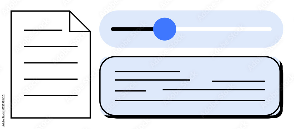 Poster paper document alongside slider and text box interface elements for customization, organization, and