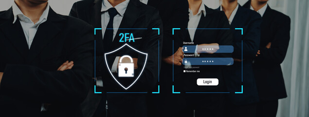 Diverse Business Professionals Displaying Confidence with Two-Factor Authentication Login Interface...