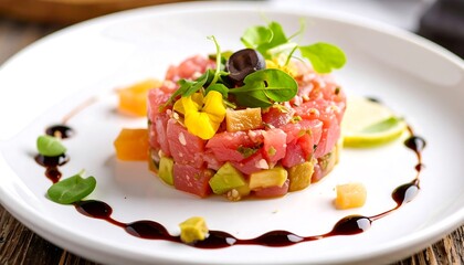 Exquisite tuna tartare dish