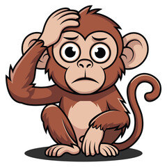 Cute Cartoon Monkey Vector Illustration.
