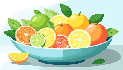 Vibrant citrus fruits in a bowl
