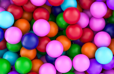 Colorful fitness balls pile, background. 3D rendering