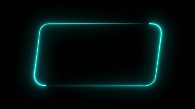 Animated Neon frame rounded parallelogram, neon sign animation background