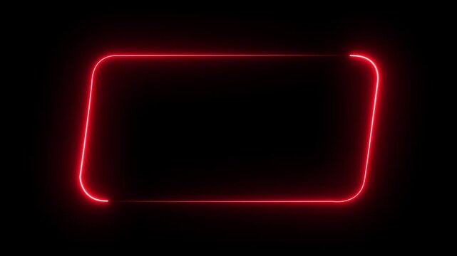 Animated Neon frame rounded parallelogram, neon sign animation background