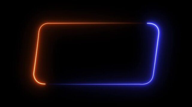 Animated Neon frame rounded parallelogram, neon sign animation background