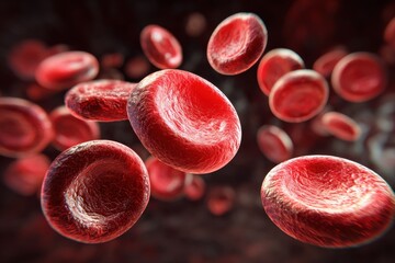 Fototapeta premium Close up of red blood cells flowing in a blood vessel