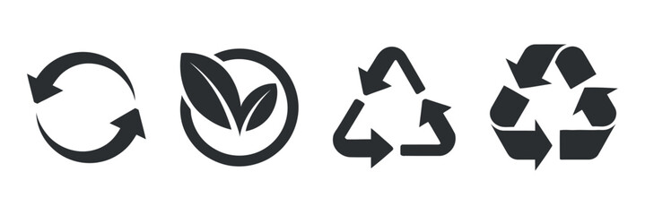 Recycle Icons. Circular Arrows Symbol. Organic Recycle Sign. Eco Friendly Logo