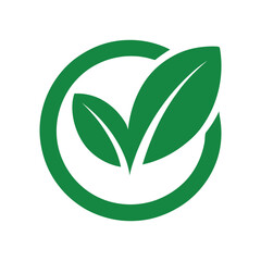 Green Leaves Circle Eco-Friendly Symbol Isolated on Transparent Background