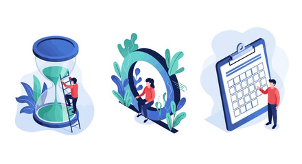 Visualizing the Concepts of Time Management Productivity and Planning with People Engaged in Related Activities