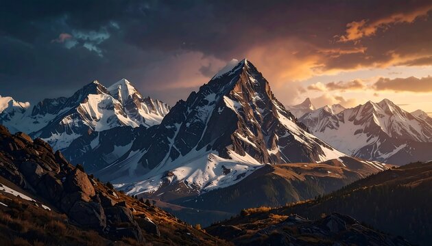 Mountain peaks at sunset (1) - Powered by Adobe