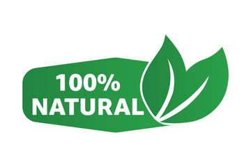 100% Organic Label Badge – Natural Eco Friendly Product Tag Design