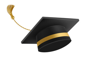 Graduates celebration. Flying 3D black graduate hat