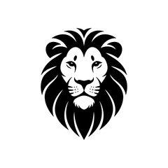 Obraz premium Vector lion silhouette logo, a stylish isolated king of the jangle lion head with flowing mane, a minimalist and diametric lion design on white background for logo, branding, and Illustration