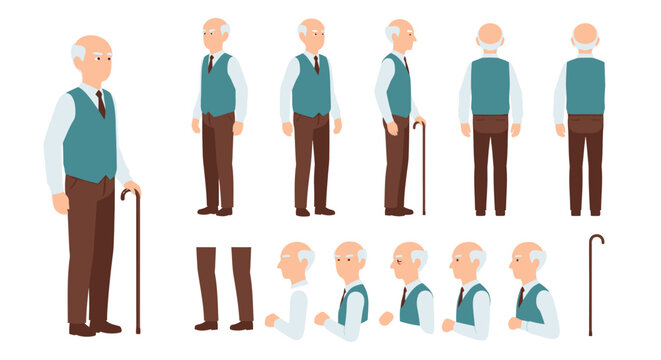 Elderly Gentleman Character Sprites for Animation and Game Development