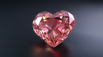 Pink Heart-Shaped Diamond Isolated on Transparent Background, Elegant and Luxurious Design.