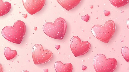 Pink Hearts Seamless Girlish Background, Perfect for Feminine Designs and Decor.