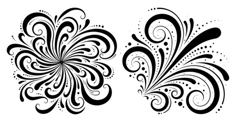 Vector art of floral ornament with swirls and dots decorative element for design