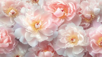 Pink Peonies Wallpaper, Soft and Elegant Floral Design for Tranquil Spaces.