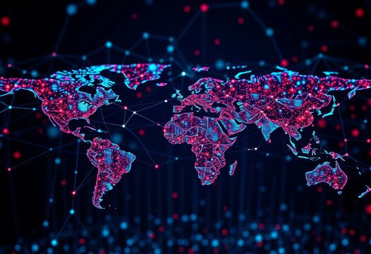 Global network structure, data exchange, digital marketing, technology communication,  worldwide,  networking - Powered by Adobe