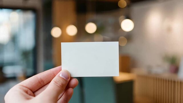 Blank business card held