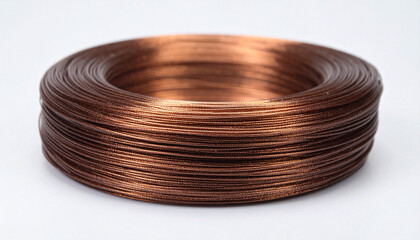 Copper Wire Coil Closeup on White. Science concept. Generated Image