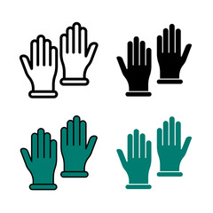 Fototapeta premium Gloves Icon . in stroke, black and colored vectors collection isolated on white&nbsp;background.