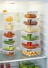 Organized Refrigerator with Glass Food Containers