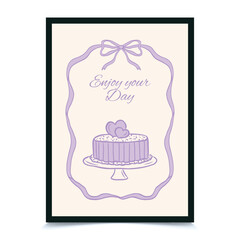 Abstract girl poster trendy bows girly things party hearts cherries cakes