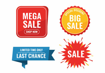 Big Vector set of promotional colourful labels and badges, Vector illustration.