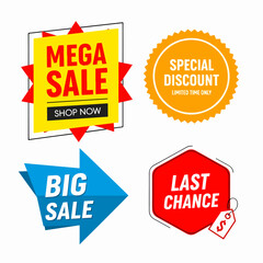 Vector sale labels, Sale quality tags and labels. Template banner shopping badges