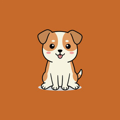 Cute Happy Puppy Dog Sitting Cartoon Vector Illustration