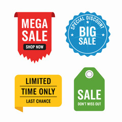Set of labels, Vector sale labels, Sale quality tags and labels. Template banner shopping badges