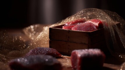 Box with fabric lifestyle advertising photography product concept dramatic design