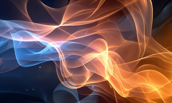 The composition highlights complementary chromatic interaction, where cool&ndash;warm wave dynamics produce sustained visual rhythm.
