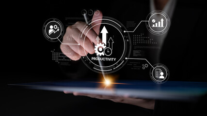 Productivity improvement in digital business, showing productivity tools, productivity tracking,...