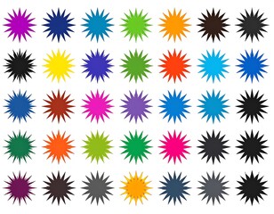 Colorful radial geometric shapes collection for design elements