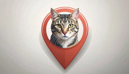Cat depicted in a location pin