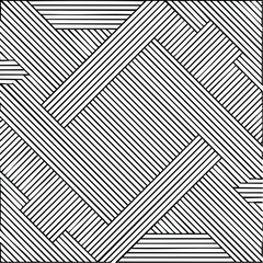 Seamless Vector Woven Pattern, Abstract Geometric Background, Black and White Diagonal Stripes, and an Intersecting Line Art Texture.