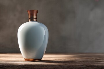 Traditional Chinese baijiu liquor in elegant ceramic bottle