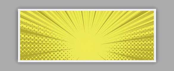 Yellow abstract background with light of sunburst. yellow starburst with halftone. sun ray retro background with flash