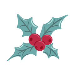 A classic holiday holly plant adorned with vibrant red berries, perfect for festive decoration. This elegant vector illustration conveys cheerfulness and captures the essence of the holiday season.