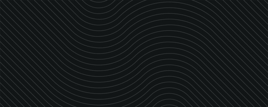 Abstract track with curves from black curved parallel lines on a white background. Trendy vector background