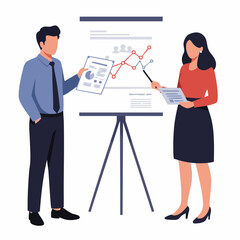 Flat Style Detailed Business Presentation on Whiteboard with Two Presenters