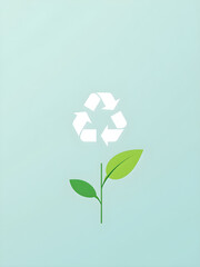 Recycling symbol with green leaf
