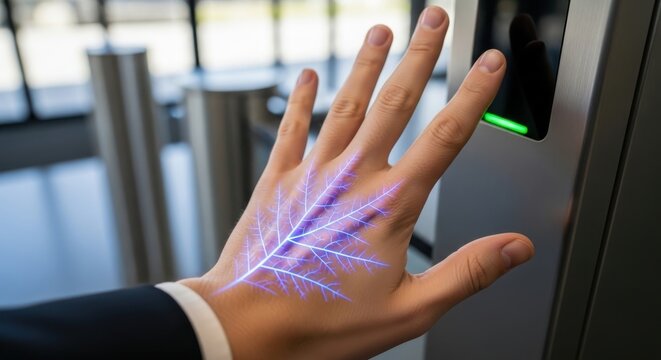 Biometric hand vein scan for access authentication, securing entry through unique physical